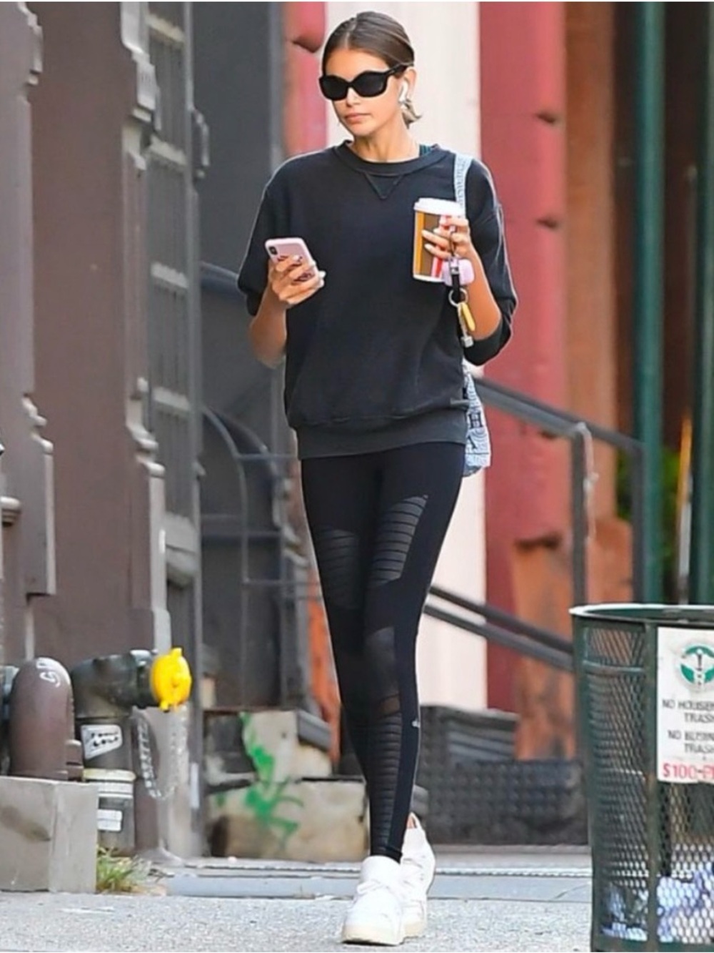 Alo Black Moto-Style Mesh Panel Leggings XS - Picture 3 of 13